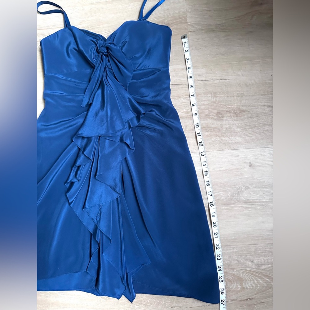 BCBGMaxAzria Blue Ruched Ruffled Dress - Picture 3 of 9